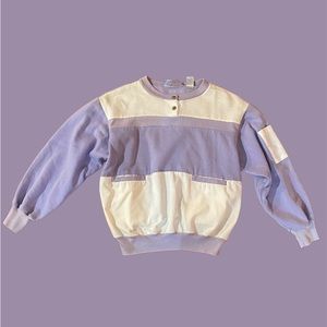 Lavender and Cream Women's Crew Neck Sweater